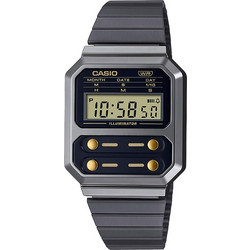 Casio Vintage Ψηφιακό Ανδρικό Ρολόι Χρονογράφος με Μαύρο Μεταλλικό Μπρασελέ A100WEGG-1A2EF