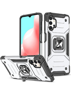 Wozinsky Ring Armor tough hybrid case cover + magnetic holder for Samsung Galaxy A73 silver