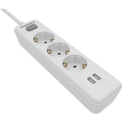 Πολύπριζο Philips SPN3032W 3 θέσεων 2x Usb1.5m - Λευκό
