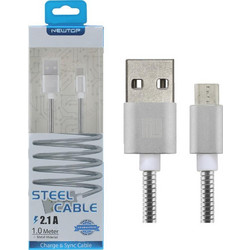 Newtop Magnetic USB 2.0 to micro USB Cable Ασημί 1m (CU11)