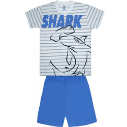 Pretty Baby Shark Παιδική Πιτζάμα Βαμβακερή Καλοκαιρινή Μπλε Λευκή 63030-463