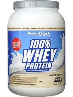 Body Attack 100% Whey Cookies & Cream Πρωτεΐνη Ορού Γάλακτος Γράμμωσης 900gr