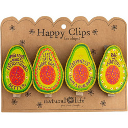 Κλιπ μαγνητικά Natural life happy clips for chips με σχήμα αβοκάντο σετ 4τμχ (CHCL106)