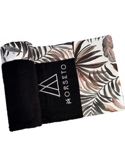 Morseto Luxury Leaves Πετσέτα Θαλάσσης Μαύρη 80x145cm