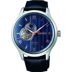 Seiko Presage Japanese Garden Ανδρικό Ρολόι Αυτόματο με Μπλε Δερμάτινο Λουράκι SSA421J1