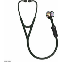 3M Littmann(R) CORE Digital Stethoscope 8572 High Polish Rainbow Chestpiece, Black Tube, Stem & Headset