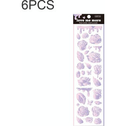 6 PCS Rose Bubble Series Hand Account Laser Waterproof PVC Sticker(Fantastic Purple) (OEM)