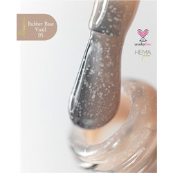 Alezori Vuall 05 Rubber Base Glitter Ημιμόνιμο Βερνίκι Νυχιών