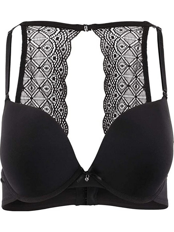 Viania Push-Up Σουτιέν με Μπανέλα και Δαντέλα Πλάτη 194400 - Μαύρο