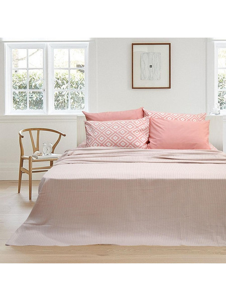 Κουβέρτα Πικέ Misuk Pink Lino 230x250εκ