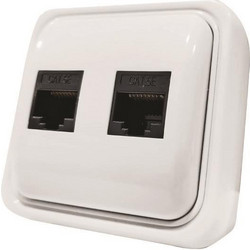 ΠΡΙΖΑ ΜΙΝΙ DATA ΔΙΠΛΗ RJ45 8P8C ΛΕΥΚΗ IP20 - EUROLAMP (147-16246) 19056