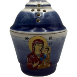 Καντήλι Αποστολικό Θεομήτωρ κεραμικό 9.70x12cm Μπλε / Άσπρο