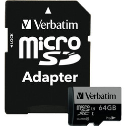 Verbatim Pro microSDXC 64GB Class 10 U3 UHS-I + Adapter