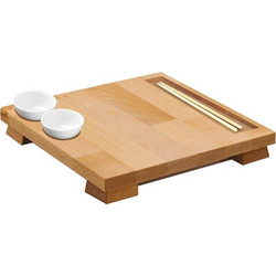 Δίσκος Sushi 30x30x4cm οξιάς με θέση chopsticks amp 2 μπωλάκια dip Bisetti c447974
