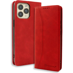 Bodycell Leather Book Case Red (iPhone 14 Pro Max)