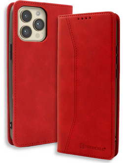 Bodycell Leather Book Case Red (iPhone 14 Pro Max)
