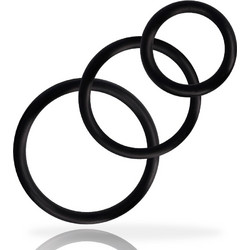 Addicted Toys Rings Set for Penis Σετ Ελαστικά Δαχτυλίδια Πέους & Όρχεων Σιλικόνης Μαύρα 3τμχ