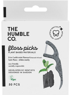 The Humble Co. Floss Picks Charcoal Οδοντικό Νήμα με Λαβή & Γεύση 50τμχ