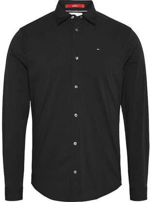 Tommy Jeans Ανδρικό Πουκάμισο Βαμβακερό Μακρυμάνικο Slim Fit Μαύρο DM0DM04405-078
