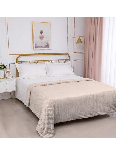 Κουβέρτα με sherpa damask (170cm x 220cm) camel