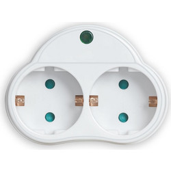 POWERTECH ΑΝΤΑΠΤΟΡΑΣ ΡΕΥΜΑΤΟΣ, 2X SCHUKO, 250V 16A, ΛΕΥΚΟΣ (PT-818)