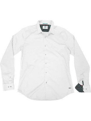 Double Ανδρικό Πουκάμισο Βαμβακερό Μακρυμάνικο Slim Fit Λευκό GS-482SVA