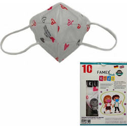 Famex Kids FFP2 NR Particle Filtering Half Mask Hearts 10τμχ