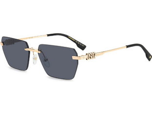Dsquared2 D20102S 8072K Ανδρικά Γυαλιά Ηλίου Πολυγωνικά Μεταλλικά Χρυσά με Μαύρο Φακό