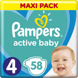 Pampers Active Baby Πάνες No4 9-14kg 58τμχ