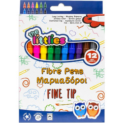 The Littlies Fibre Pens Μαρκαδόροι Ζωγραφικής Σετ 12 Χρώματα