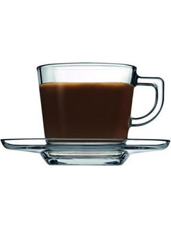 Espiel Carre Cup And Saucer Cappuccino φλυτζάνι γυάλινο με πιατάκι σετ έξι τεμαχίων 215 ml 13.7x8 εκ