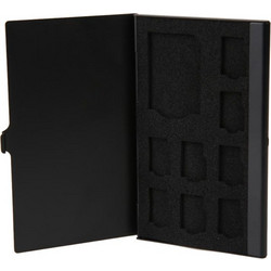 1SD+ 8TF Aluminum Micro SD Cards Holder Pin Storage Box 9 solts for SD/ SIM/TF Memory Card(Black) (OEM)