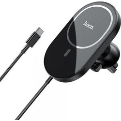 Βάση Κινητού Hoco Holder to Air Vent with Wilress Charging Support MagSafe Charging 15W Black