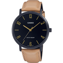 Casio Ανδρικό Ρολόι με Μπεζ Δερμάτινο Λουράκι MTP-VT01BL-1B
