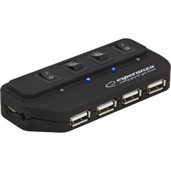 Esperanza EA127 USB Hub 2.0 USB-A με 4 Θύρες USB-A & Εξωτερική Παροχή Ρεύματος