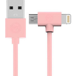 Καλώδιο WK AXE 2in1 USB-Α to Micro-USB & Lightning 1m Pink