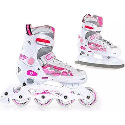 Mico Princes Inline Αυξομειούμενα Rollers Ενηλίκων Άσπρα Ροζ PW-126B-8