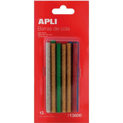 APLI Ράβδοι σιλικόνης με Glitter σε διάφορα χρώματα 12τμχ AP-13800