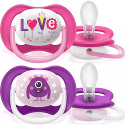 Philips Avent Ultra Air Ανατομικές Ορθοδοντικές Πιπίλες Σιλικόνης 6-18m Happy Love Let's Play 2τμχ SCF080/10