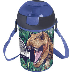 Stor Jurassic World Pop Up Παιδικό Μπουκάλι Πλαστικό BPA Free με Καλαμάκι Μπλε 450ml