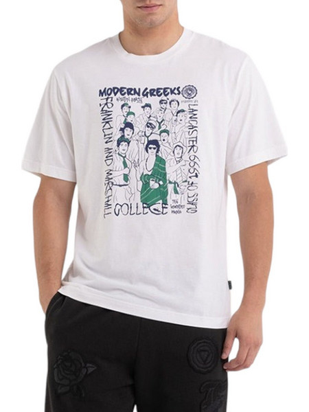 Μπλούζα Κοντομάνικη Franklin & Marshall Graphic Modern Greeks JM3224.000.1012P01-011-Off White Ανδρικό