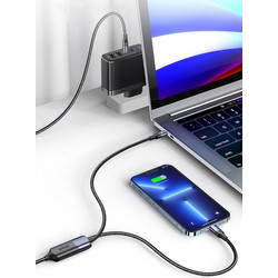 USAMS καλώδιο USB-C σε USB-C & Lightning US-SJ550, PD 100W, 1.2m, μαύρο