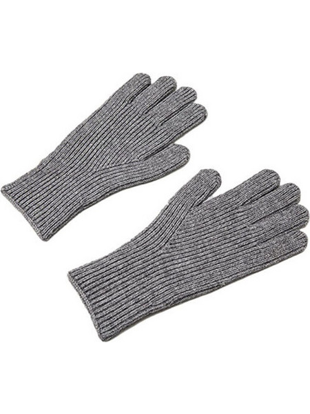 Braided telephone gloves with cut-outs for fingers - gray