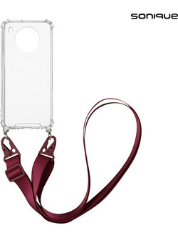 Θήκη Σιλικόνης με Strap Sonique Armor Clear Honor 50 Lite / Nova 8i Μπορντό
