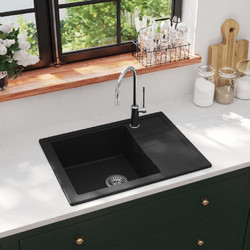 vidaXL 147101 Ένθετος Νεροχύτης Γρανίτη Μαύρος 58x44cm