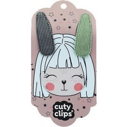 Cuty Clips Bunny Ears No4 Παιδικά Κοκαλάκια Με Κλιπ Γκρι/Πράσινο 2τμχ