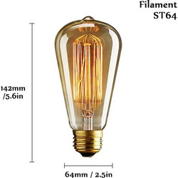 ST64 Filament Λάμπα Vintage E27 40W 220V