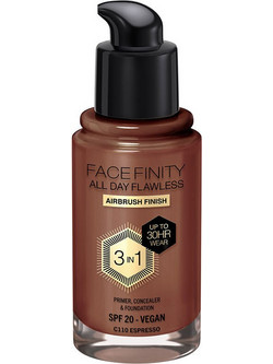 Max Factor Facefinity All Day Flawless 3 In 1 110 Espresso Liquid Foundation SPF20 30ml