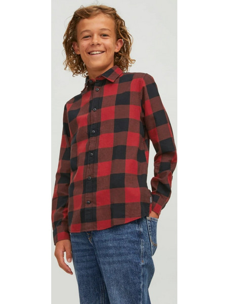 JACK & JONES SHIRT EGINGHAM TWILL BLACK RED JR