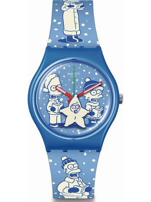 Swatch The Simpsons Γυναικείο Ρολόι με Μπλε Καουτσούκ Λουράκι SO28Z126